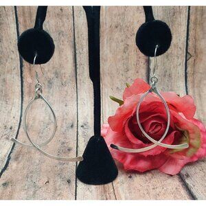 Art Deco Abstract Cross Bar STERLING 925 Statement Dangle Earrings